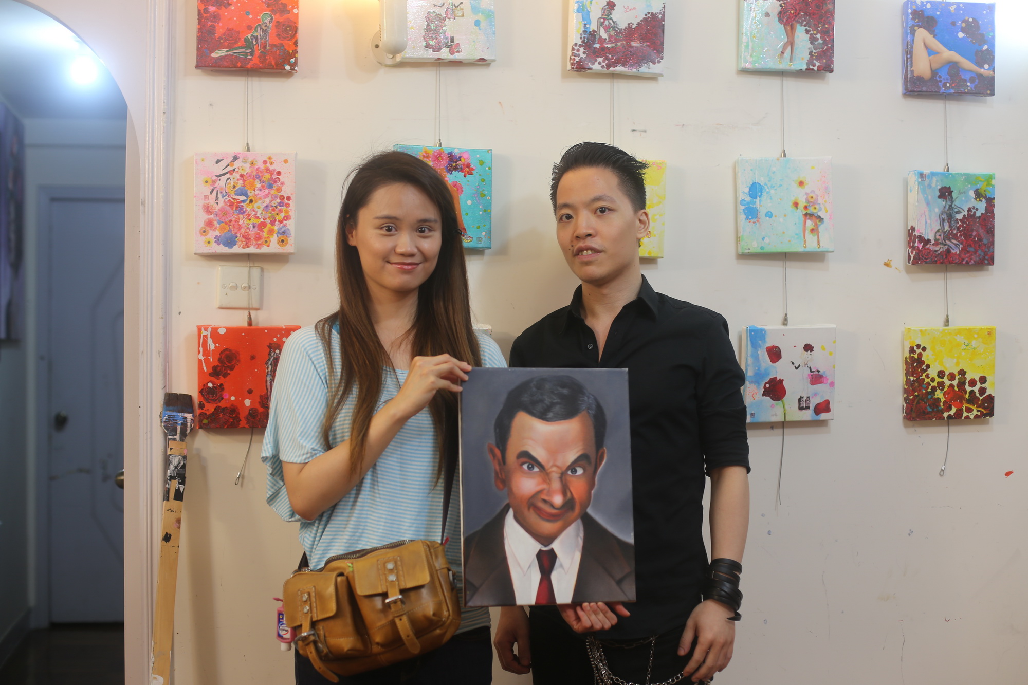 Phoebe Leung and her Mr Bean painting at Nature Art Workshop Phoebe Leung and her Mr Bean painting at Nature Art Workshop
