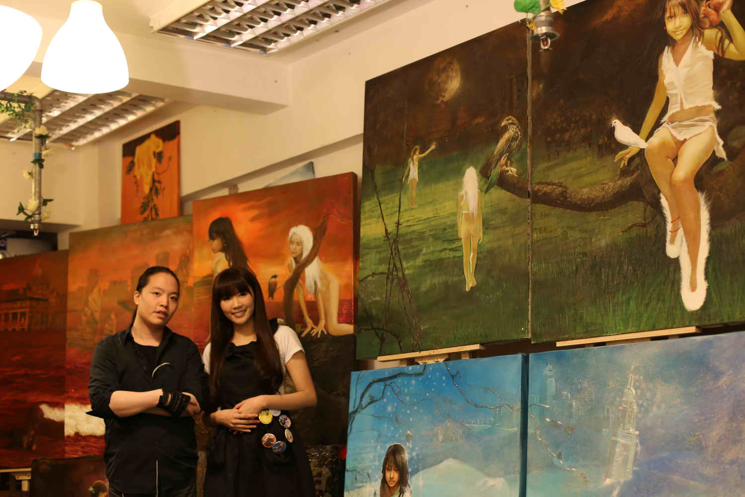 Iva Law and Michael Andrew Law at Nature Art Workshop 炮台山畫室畫班