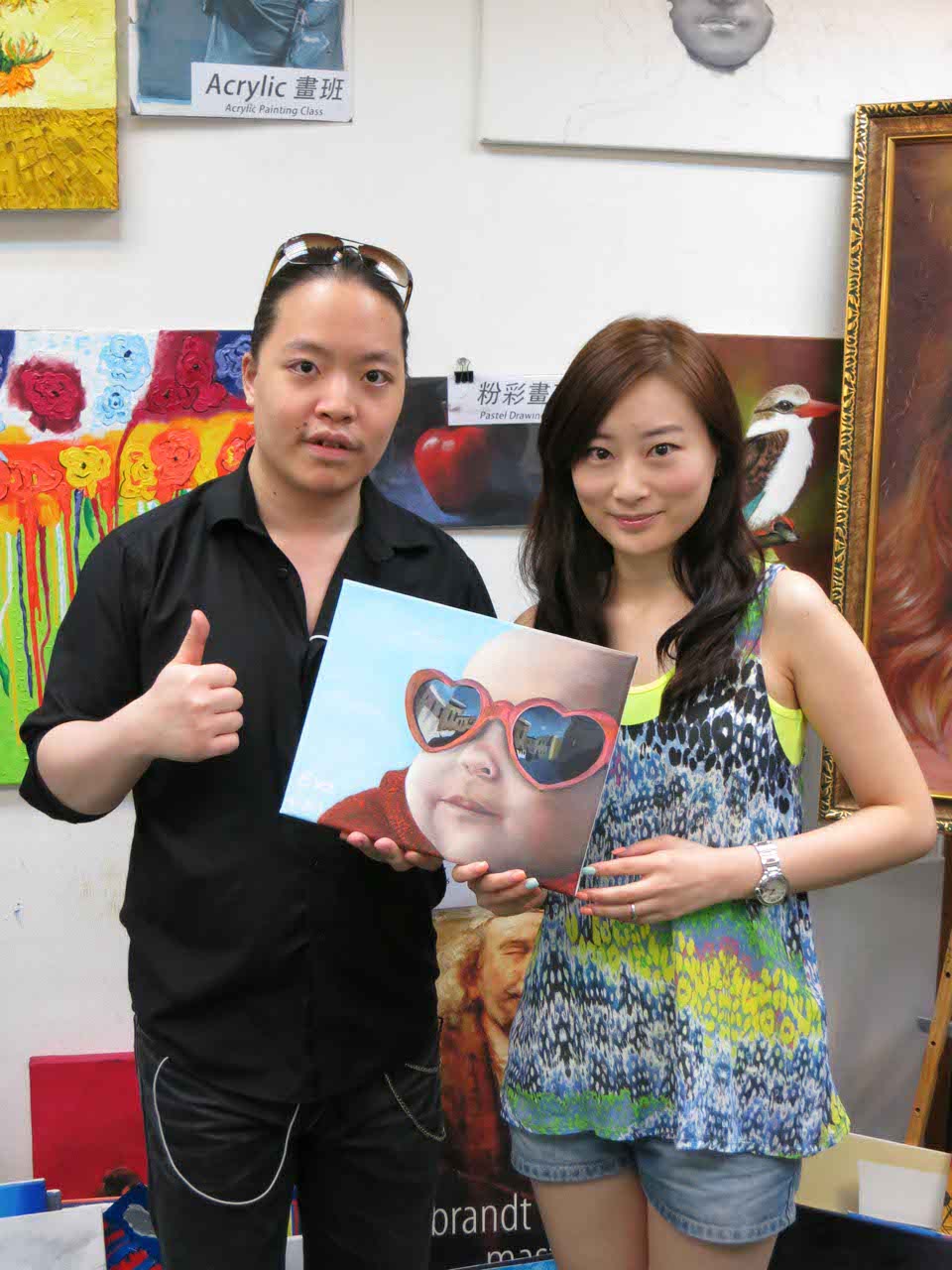 Nature Art Workshop with Eva with her baby painting taught by Michael Andrew Law Cheukyui