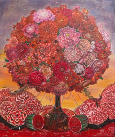 Oil painting on canvas by Charity Au at Michael Andrew Law's workshop