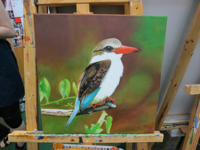 Grace 的原創油畫寫實作品 Grace also painted this wonderful bird painting in Michael Andrew Law's oil painting workshop.