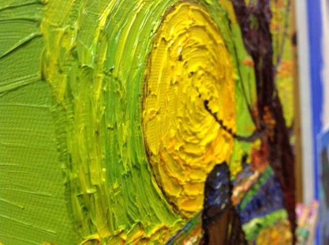 Bobo 臨摹Van Gogh 的厚塗油畫作品